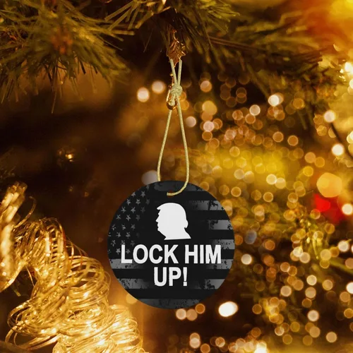 Miniatura 5 de Lock Him Up Anti Donald Trump Adornos de cerámica Decoración colgante personalizado Adorno colgante de Navidad para decoración del hogar