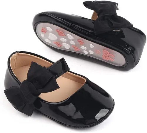 Miamooi Zapatos de vestir de boda para bebés y niñas, zapatos de ballet con lazo de princesa Mary Jane, zapatos planos para primeros pasos, zapatos