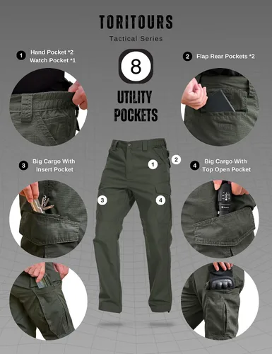 Miniatura 6 de Pantalones de senderismo para hombre, Ripstop tácticos para hombre, pantalones de trabajo ligeros para hombre, impermeables, BDU para viajes al aire