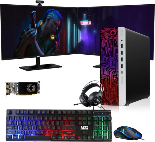 TechMagnet PC de escritorio HP G3 para juegos, Intel Core i7 6ª generación, gráficos RX 550, 16 GB de RAM, SSD de 1 TB | Disco duro de 2 TB, monitor