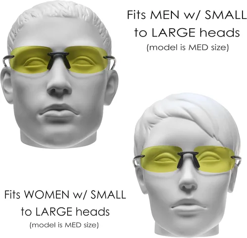 Miniatura 3 de proSPORT Visión nocturna antideslumbrante lente amarilla gafas de sol conducción hombres mujeres aviador metal plástico Marcos Marco negro Kumatage