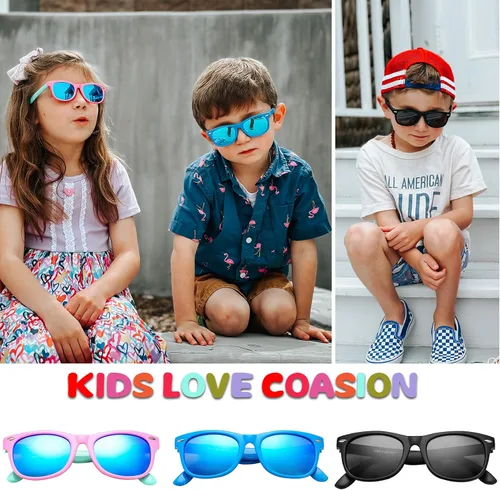 Miniatura 32 de Lentes de sol polarizados de goma elastómero termoplástico (TPEE) flexible, para niñas y niños de 3 a 9 años