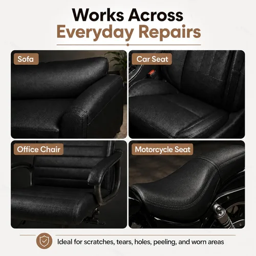 Miniatura 7 de Cinta de reparación de piel de 3 x 60 pulgadas, parche autoadhesivo de reparación de piel para sofás, muebles, asiento del conductor (color negro)