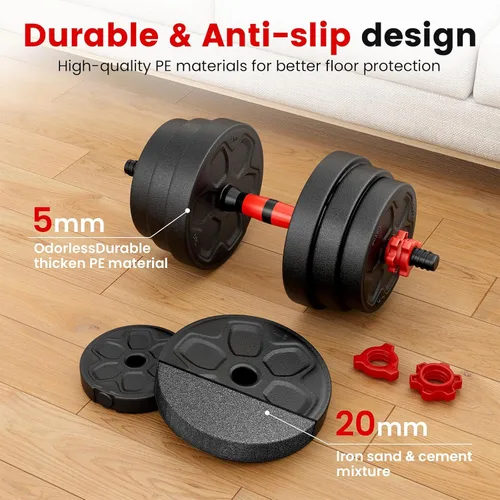 Miniatura 6 de Adjustable Dumbbell Set, 20/33/45/70/90lbs Free Weight Set with Connector, 4 in1 Dumbbells Set Used as Barbell, Kettlebells, Push up Stand