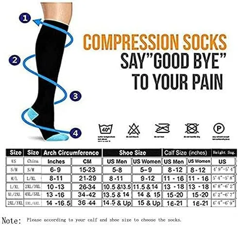 Miniatura 5 de Paquete de 3 pares de calcetines de compresión, los mejores calcetines médicos, de enfermería, viajes y vuelos, para correr y fitness, 15-20mmHg