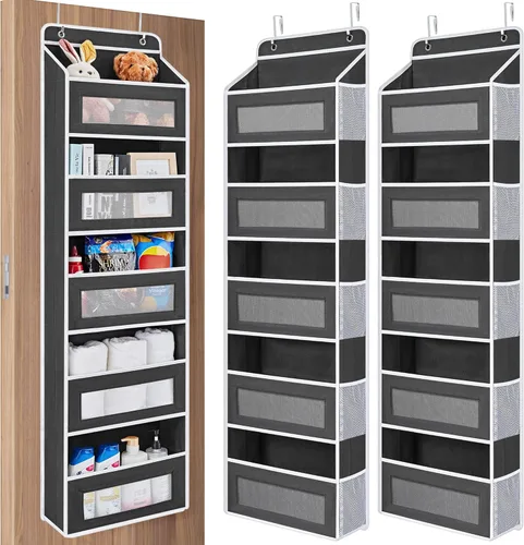 Miniatura 18 de JARLINK Organizador de almacenamiento sobre la puerta, organizador de puerta colgante de 5 estantes con 5 bolsillos de gran capacidad, anti