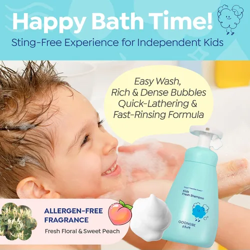 Miniatura 6 de GOONGBE Kids Fresh Champú – Limpieza profunda del cuero cabelludo graso para niños activos – Purificación micelar con extracto de moringa – Sin