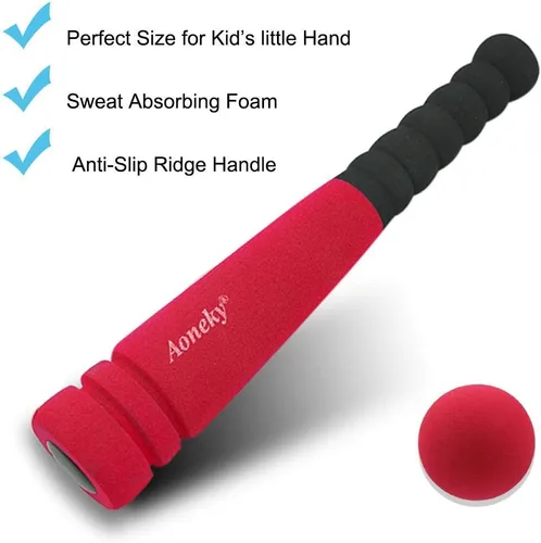 Miniatura 2 de Aoneky Min Foam - Bate de béisbol y pelota para niños pequeños – Juego de bate de bola T suave y súper seguro para interiores para niños de 1 año