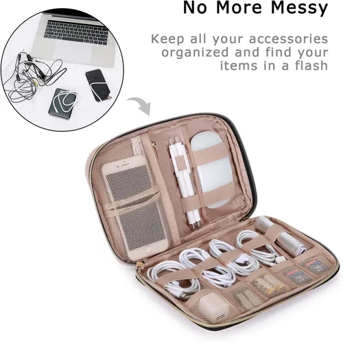 Miniatura 2 de BAGSMART Estuche organizador de electrónica grande de viaje, artículos esenciales de viaje, organizador de cables, bolsa organizadora de cables