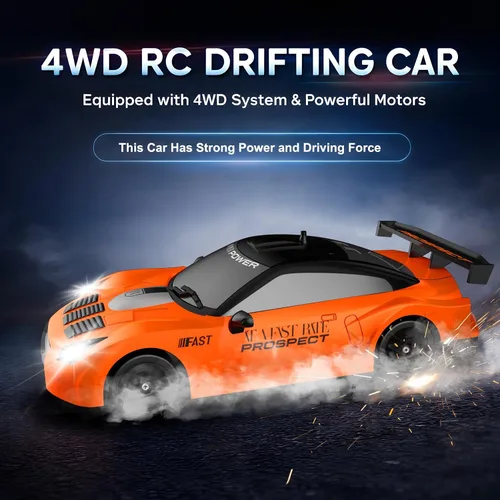 Miniatura 3 de Auto de control remoto RC Drift Car 2.4GHz escala 1:24 4WD 15KM/H Modelo de vehículo de alta velocidad con luces LED Drifting Tire Racing Sport Toy