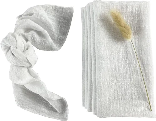 Miniatura 14 de Servilletas de tela de gasa de estopilla, paquete de 6 servilletas de 16 x 16 pulgadas, 100% algodón suave natural, para bodas, fiestas, familia