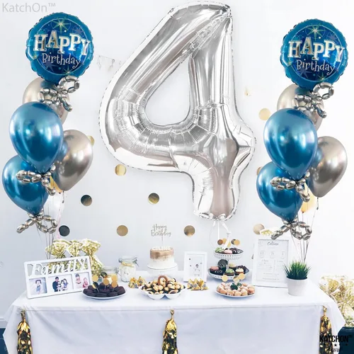 Miniatura 748 de KatchOn, Globo azul del número 1 para el primer cumpleaños, grande, 40 pulgadas, globo azul número 1 para primer cumpleaños, globo azul marino