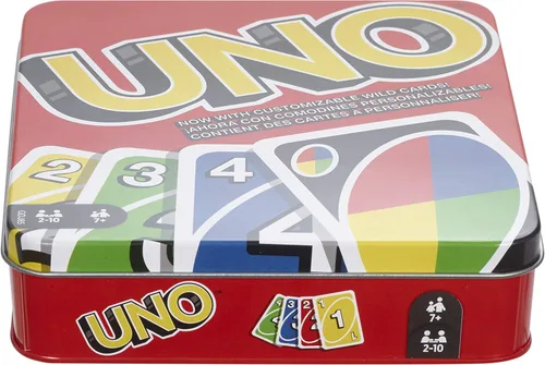 Miniatura 7 de Mattel Games Juego de cartas UNO para niños, adultos y noches y fiestas familiares, viajes y vacaciones, baraja accesible y personalizable