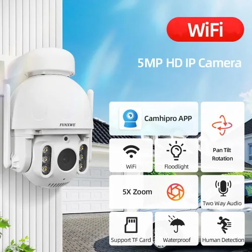 Miniatura 2 de Cámara IP de seguridad PTZ con zoom óptico de 5MP 5X, WiFi 2.4GHz 5GHz Movimiento Auto Tracking Pan Tilt Dome Cámara, detección de movimiento sirena