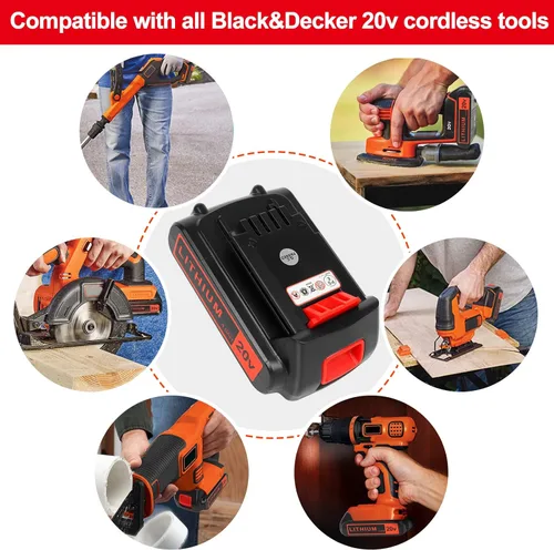 Miniatura 2 de Batería de 20V para Black+Decker de litio: baterías de 20 voltios Max 4.0 ah de reemplazo compatibles con herramientas eléctricas inalámbricas XR