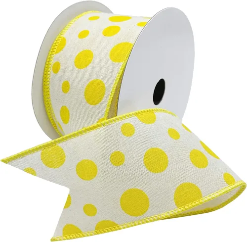 Miniatura 4 de Morex Ribbon Cinta de lino con alambre de puntos de burbujas, 1.5 pulgadas por 10 yardas, verde manzana, 7578.40/10-550