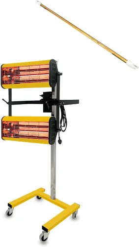 Solary Lámpara de curado de pintura infrarroja de onda corta de 2100W 110V, lámpara de calor corporal automática con temporizador inteligente, móvil