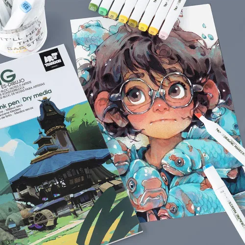 Miniatura 6 de TRANSON Cuaderno de dibujo A4, papel de arte pesado de 80 libras/4.23 oz/m², no se traspasa, 40 hojas/80 páginas de 8.3 x 11.7 pulgadas para dibujo