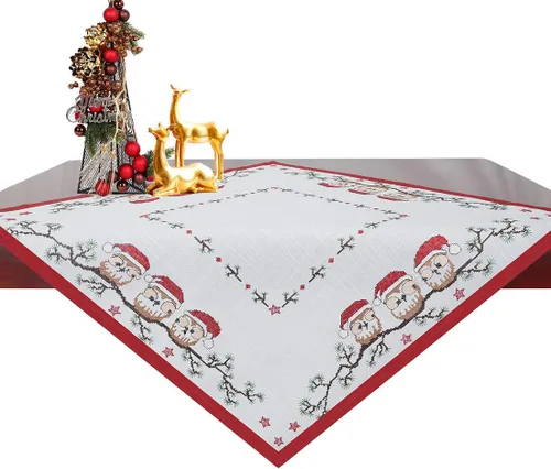Miniatura 5 de Caminos de mesa bordados con búho navideño (14 x 54 pulgadas)