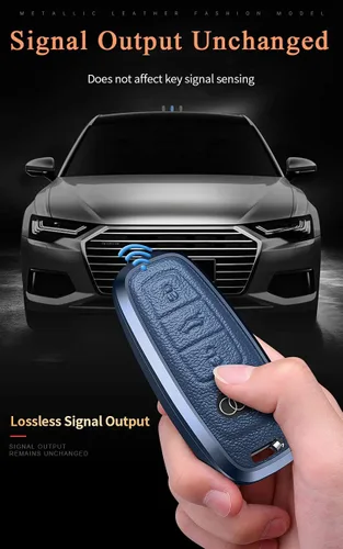 Miniatura 5 de SANRILY Funda de llave para Audi 2020 2021 de cuero de metal, Negro
