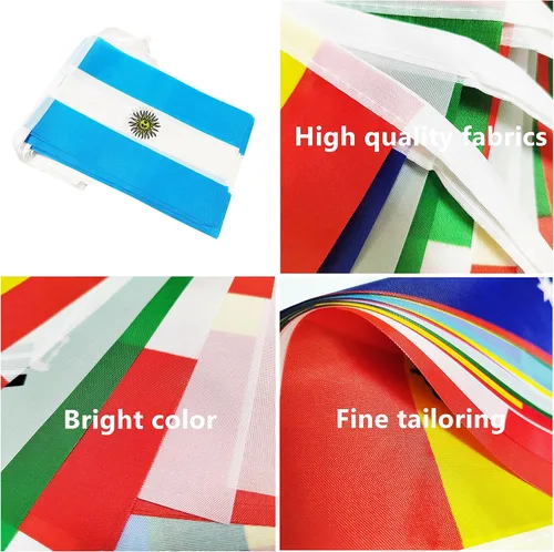 Miniatura 3 de Bandera argentina de 50 pies con cadena de bandera argentina, mini bandera argentina pequeña, para decoración de fiestas, tiendas y bares