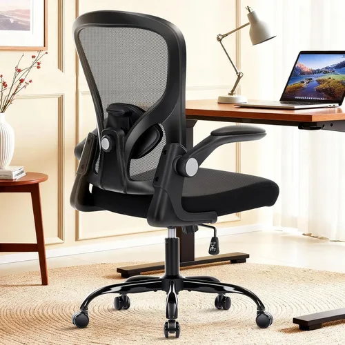 Silla de oficina ergonómica, silla de escritorio para computadora con soporte lumbar ajustable, silla de oficina de malla transpirable con Negro