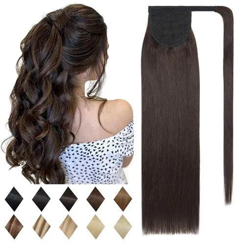 Miniatura 17 de SEGO Pinza de Gancho Extensión de Cola de Caballo Extensiones de Cabello Humano con Pinza para Cola de Caballo Extensiones de Cabello Real de Cola