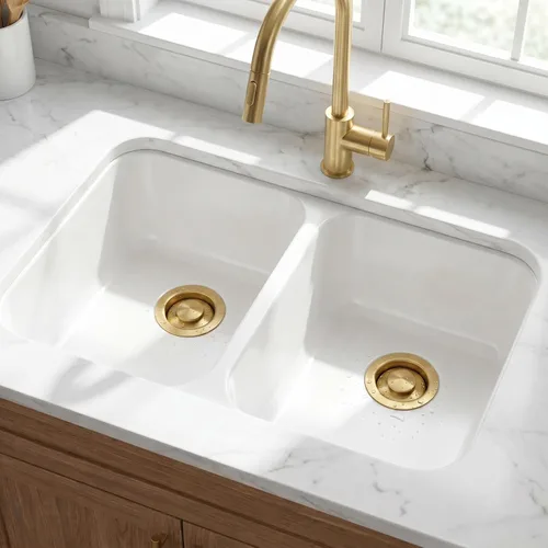 Miniatura 6 de LQS Brida de eliminación de basura para fregadero de cocina y tapón para fregadero, ajuste de orificio de drenaje estándar de 3-1/2 pulgadas