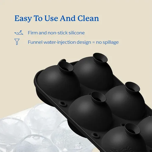 Miniatura 9 de Samuelworld - Gran molde para bolas de hielo con tapa, bolas de hielo de 6 x 2,5 pulgadas - Sin BPA, bandeja de hielo redonda de silicona fácil