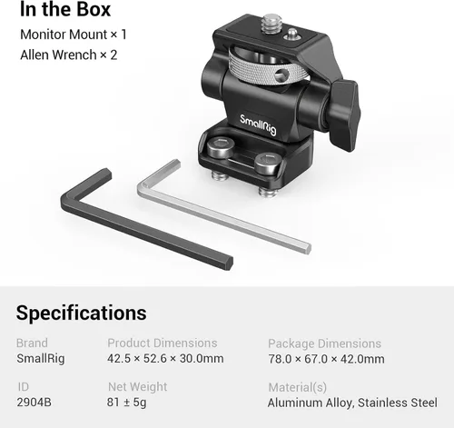 Miniatura 8 de SmallRig Soporte giratorio para monitor de 360° e inclinación 180° soporte ajustable con 1/4"- 20 tornillos para monitor de 5" y 7