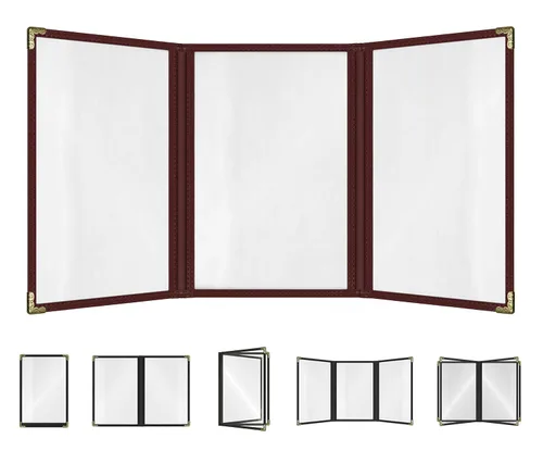 Miniatura 66 de Goodsmart - Fundas para menú de restaurante, paquete de 25 unidades, color negro, 2 vistas, soportes para menú de carga superior, cubiertas