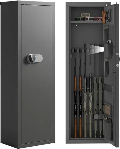 Miniatura 8 de Biometric Gun Safe for Rifles and Pistols, 12-15 Large Gun Cabinet with Fingerprint & Digital Keypad, Adjustable Racks and Door Organizer, Easy