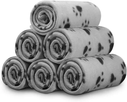 Miniatura 14 de Comsmart Mantas para perros pequeños, paquete de 6 mantas para cachorros, lindas mantas para mascotas con estampado de patas para perro, cachorro