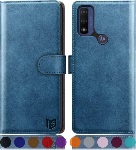 Miniatura 15 de SUANPOT Funda tipo cartera para Motorola Moto G Pure/Play 2023 con bloqueo RFID, tarjetero de poliuretano a prueba de golpes, funda de piel Marrón