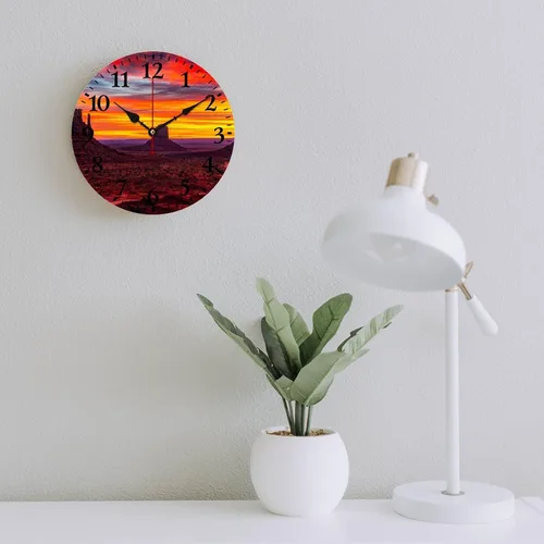 Miniatura 6 de Reloj de pared Monument Valley - Reloj de pared redondo de madera rústica, silencioso y sin tictac, Arizona Rock Red Southwest Tourism Relojes