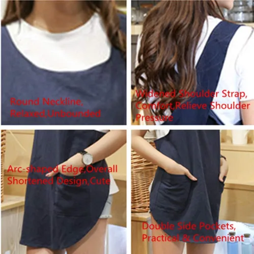 Miniatura 7 de Delantal de estilo japonés de algodón y lino suave con dos bolsillos laterales, delantal cruzado en X, ropa de cocina para regalo para mujeres