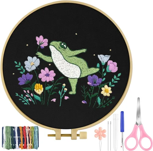 Miniatura 12 de TINDTOP Kit de Bordado para Principiantes Adultos, Kit de Bordado de Pájaros para Principiantes, Incluye Tela de Bordado Aros Hilos para Amantes