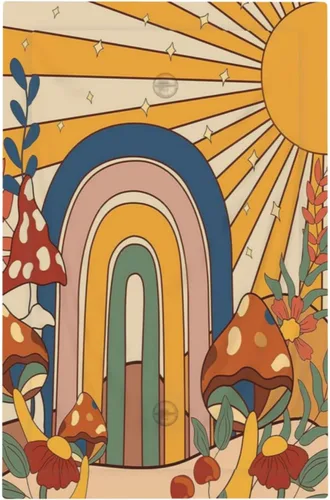 Miniatura 27 de Cubierta de Interruptor de Luz de Estilo Boho Vintage de los 70 Sol Arcoíris Champiñón Floral Rocker Individual 1 Gang Cubierta de Enchufe
