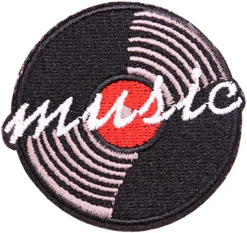 Miniatura 3 de U-Sky Parches bordados para coser o planchar Discos de vinilo y auriculares Diseño temático musical Retro amantes de la música DJs entusiastas