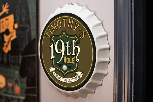 Miniatura 8 de Letrero personalizado para tapa de botella de cerveza (agujero 19), letreros de barra personalizados de metal de estaño para colgar en la pared