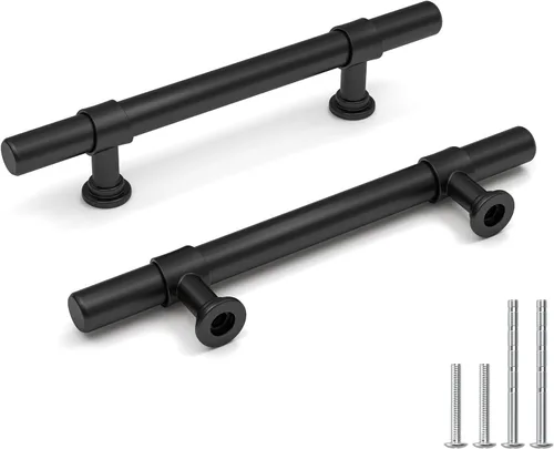 Goldenwarm Paquete de 5 Tiradores Negros para Gabinetes de 3-1/2 Pulgadas Tiradores Negros Mate para Gabinetes - LST18BK90 Tiradores de Cajones de