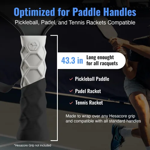 Miniatura 2 de Hesacore Hesatac Cinta de Sobreagarre – para Pickleball, Pádel y Tenis – Hecha para Agarres Hesacore – Absorbe el Sudor, Suave, Antideslizante, Negro