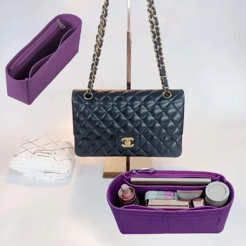 Miniatura 2 de Lckaey Bolsa Organizador Inserto para Chanel Classic Flap Mini Bag Shaper Monedero Inserto - Bolso Premium Felt Organizer 2009Purple-mini