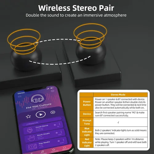Miniatura 5 de Paquete de 2 mini altavoces portátiles, altavoces pequeños Bluetooth, micro altavoz inalámbrico para teléfono/PC/tableta, batería recargable