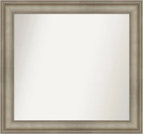 Miniatura 352 de Amanti Art Espejo de baño plateado para sobre el fregadero, 26 x 26 pulgadas, espejo cuadrado de plata antigua, marco de madera tradicional mediano