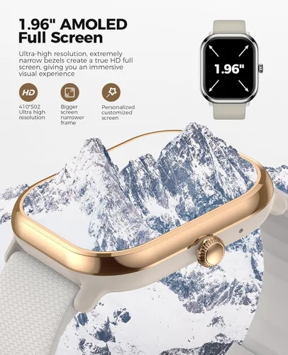 Miniatura 2 de Reloj inteligente (respuesta/hacer llamada), relojes inteligentes AMOLED de 1.96 pulgadas para mujer con más de 100 modos deportivos, rastreador