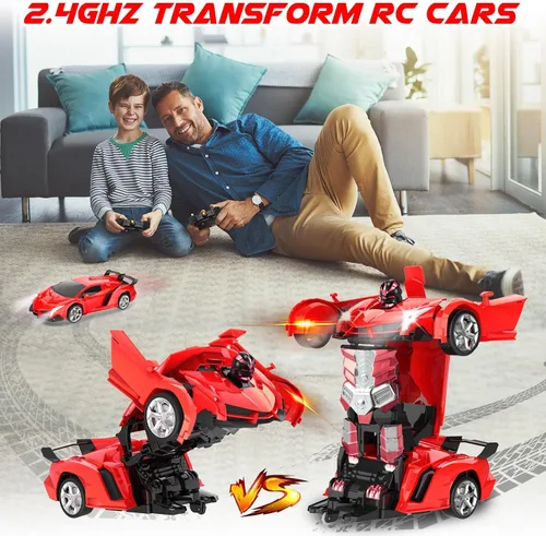 Miniatura 8 de Chridark Juguetes de Coche a Control Remoto - Coches RC Transformables para Niños, Juguetes de Coche Robot Transformable, Regalo de Juguetes