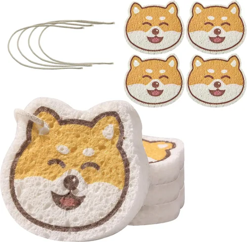 JOYMOOP Esponja de cocina de dibujos animados, esponjas de celulosa para limpieza, esponjas antiarañazos para lavar platos, esponja reutilizable