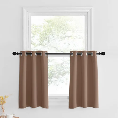 Miniatura 218 de NICETOWN Cortinas opacas de cocina para ventana sobre el fregadero, aislamiento térmico, decoración del hogar, pequeños niveles opacos con ojales