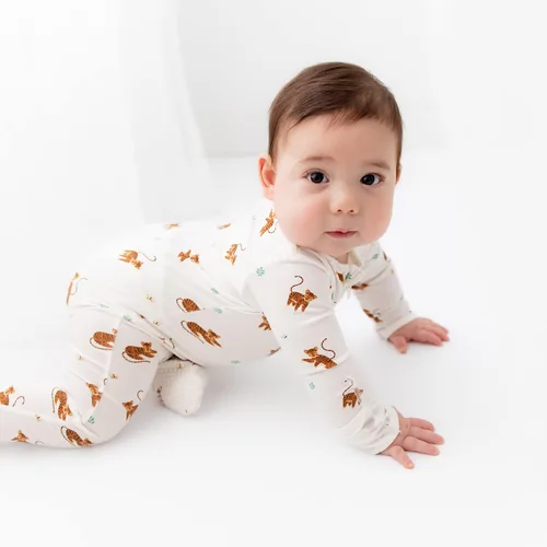 Miniatura 2 de Pijama suave de viscosa de bambú para bebé, cierre de cremallera, 0-24 meses